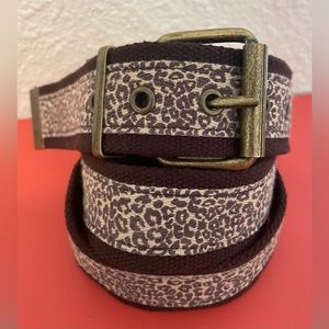Y2k vintage cheetah leopard print vintage brown canvas belt size 10 medium